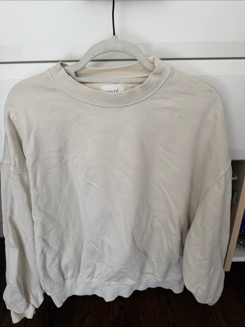 MATE the Label Oversized Crewneck Sweatshirt in Light Cream